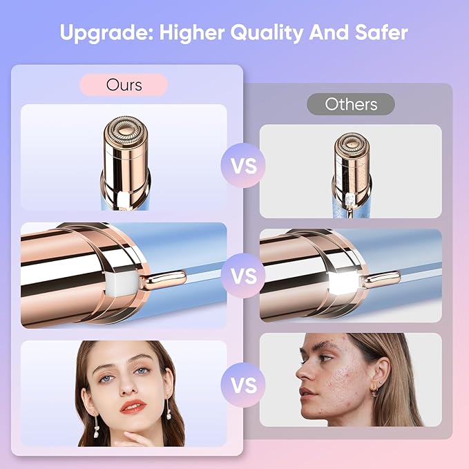 Facial Hair Remover for Women- as Seen on TV Painless Face Shaver -Mini Hair Remover, Electric Razor Shaver Portable Bikini Epilator for Lips, Chin, Armpit, Peach Fuzz, Fingers, Neck, Cheek