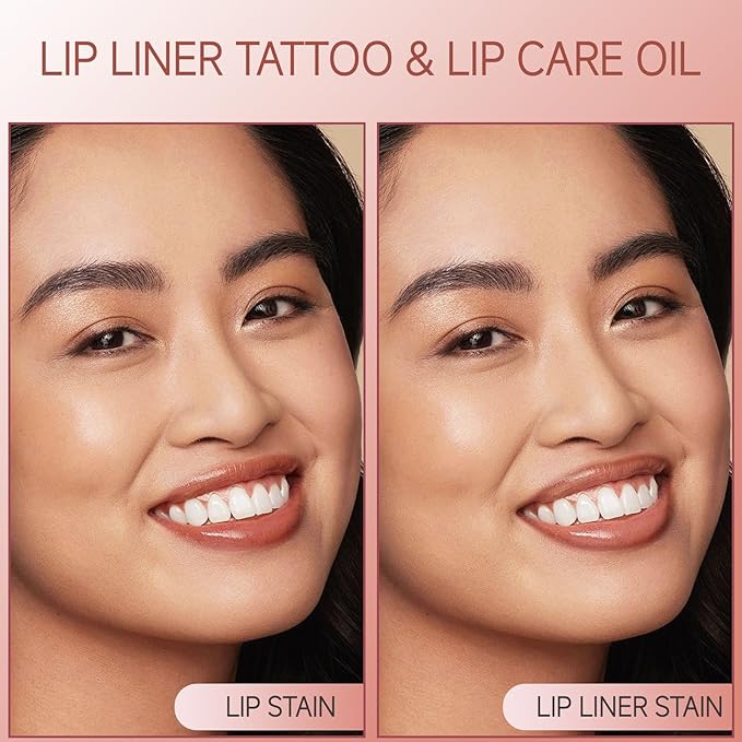 KISSIO Lip Stain Set,Peel Off Lip Liner Stain and Lip Care Oil,Transfer Proof,Long Lasting and Waterproof Lip Tint,Matte Finish,Lip Combo,02 Gray pink