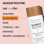 Pacifica Sunny Glow Liquid Face Bronzer Drops - Face Makeup Bronzing For Face & Cheeks for Instant Sun-Kissed Glow - Vitamin C & Glycolic Acid Infused Liquid Bronzer Illuminating Highlighting Clean