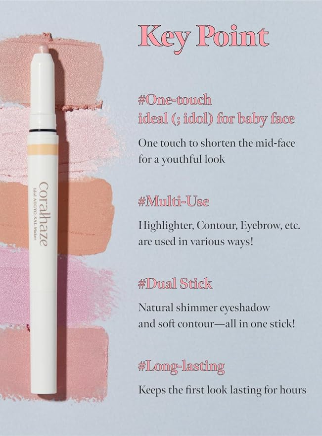 CORALHAZE Idol AEGYO-SAL Maker 04 Ice Berry, 2-in-1 Under-Eye Highlighter and Contour Liner for Bright, Voluminous Eyes, Long-Lasting, Smudge-Proof Shimmer Stick with Natural Glow, Korean Beauty