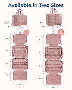 BAGSMART Travel Toiletry Bag with Jewelry Organizer, Hanging Travel Bag for Toiletries, Puffy Makeup Cosmetic Bag Organizer, Carry-on Travel Accessories Essentials, Dark Pink-L