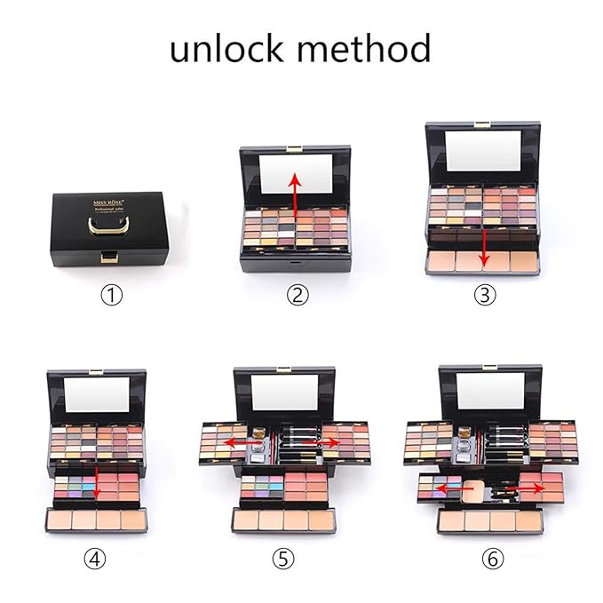 54 Colors All in one Makeup Gift Set Holiday Birthday Beauty Cosmetic Essential Starter Bundle Include 39 Eyeshadow Palette, 6 Blush, 6 Sponge Stick, 4 Compact Powder, 3 Lipstick, Eyeliner