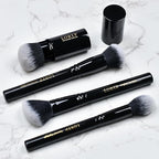LORYP 4 Pcs Full Face Professional Makeup Brushes Set with Retractable Kabuki Airbrush For Powder,Liquid,Cream,Angled Blush Brush, Foundation Brush, Tapered Highlight Brush
