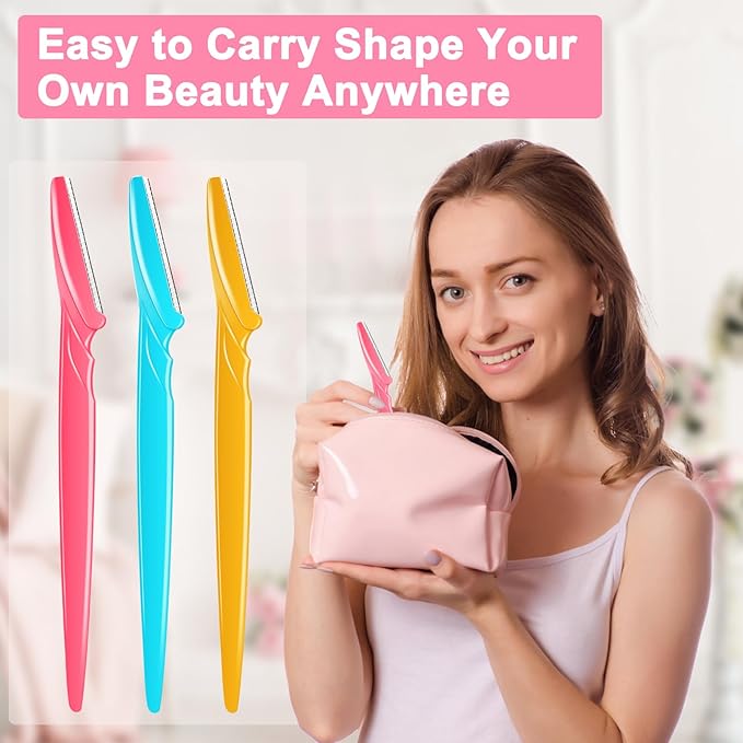 NICEMOVIC 66 Pcs Dermaplane Razor for Women Face, Eyebrow Razors and Face Razors for Women and Men, Multipurpose Facial and Eyebrow Hair Trimmer and Shaver with Precision Cover (3 Colors)