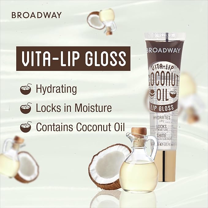 Ruby Kisses Broadway Vita-Lip Clear Lip Gloss (8 Pack), Ultra-Hydrating & Soothing Formula with Vitamins, High-Shine Non-Sticky Finish Lip Balm with Mint, Rosehip, Coconut, Mango, Argan, Honey, Shea