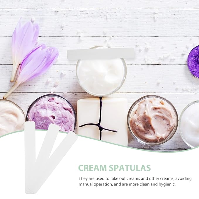 50pcs Soft Film Stick Cream Spoon Cream Spatulas Beauty Spoons Plastic Scrapers Face Mask Scrapers Makeup Spatulas Cosmetic Scrapers Beauty Accessories Beauty Supplies Makeup Tools