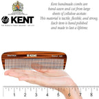 Kent 12T Wide Tooth Detangling Comb - Handmade Pocket Grooming Tool for Thick, Curly, Wavy Hair, Beards and Mustaches - SawCut and Hand Polished