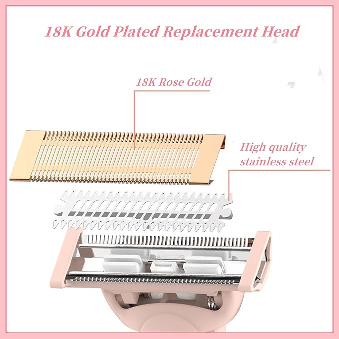 Razor Replacement Heads Compatible with Flawless Nu Razor,Body Replacement Heads for Finishing Touch Flawless Razor for Women,Hair Remover Replacement Head with Covers,Rose Gold Pack of 2.