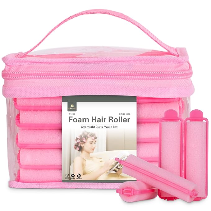 60 Pieces Foam Sponge Hair Rollers - Soft Sleeping Hair Curlers for Hair Styling (0.59inch, Pink)