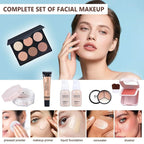 All in One Makeup Kit Makeup Kit for Women Full Kit Multipurpose Makeup ，eyeshadow、 liquid foundation,Loose powder,Eyebrow pencil,4-color lip gloss set