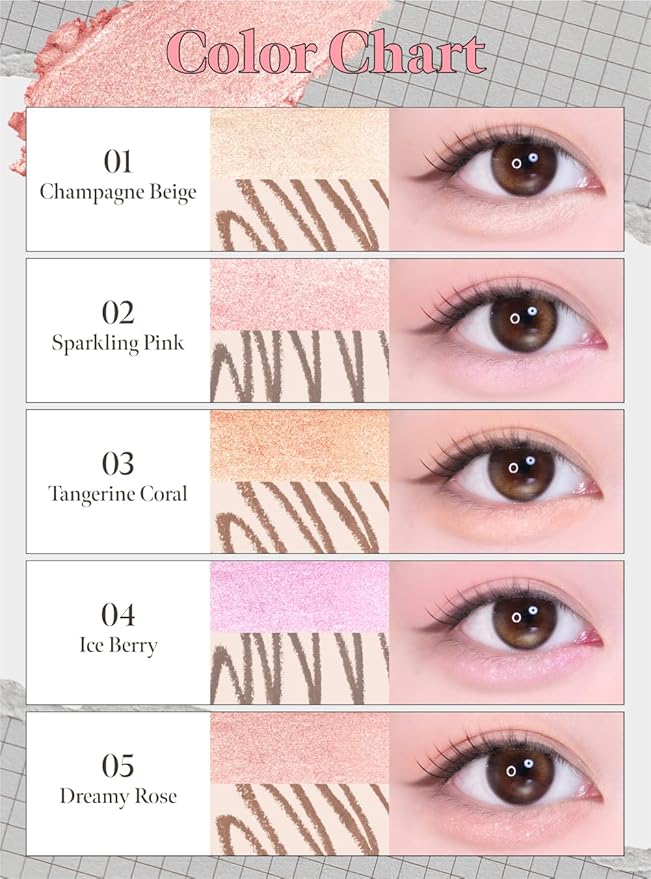 CORALHAZE Idol AEGYO-SAL Maker 02 Sparkling Pink, 2-in-1 Under-Eye Highlighter and Contour Liner for Bright, Voluminous Eyes, Long-Lasting, Smudge-Proof Shimmer Stick with Natural Glow, Korean Beauty