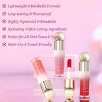 UCANBE 3PCS Liquid Blush Makeup Set – Dewy Cream Cheek Tint for Face – Blendable Long-Lasting Lightweight Natural Flushed Look (Cherry Red, Cool Pink, Light Orange)