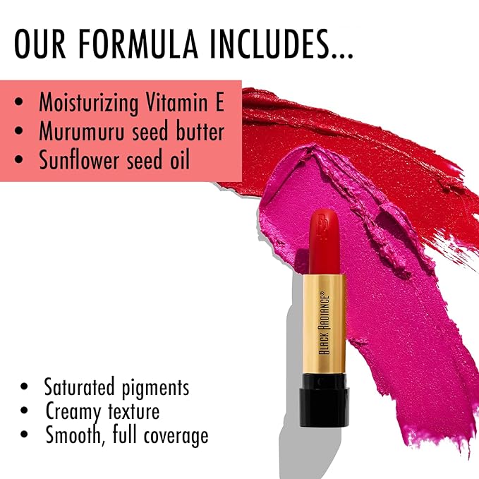 Black Radiance Perfect Tone Lipstick Lip Color, Eldorado Red, 0.13 Ounce