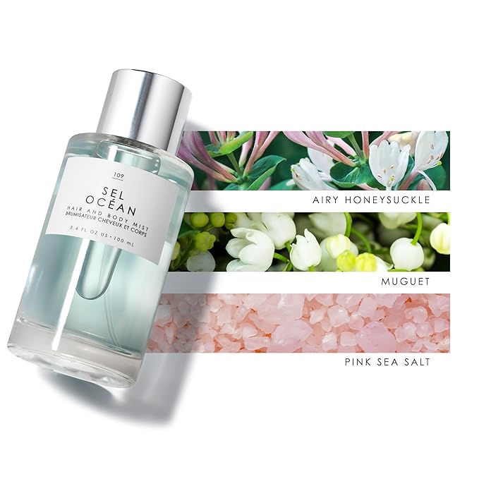 Le Monde Gourmand Sel Océan Hair & Body Mist - 3.4oz (100ml) - Honeysuckle, Muguet and Pink Sea Salt Fragrance Notes
