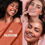 Multi-Use Makeup Cream Blush Stick, Unidollss 3-in-1 Buildable Blush Stick for Cheeks, Eyes, and Lips, Hydrating formula, All day wear, Easy Application with Thumb Puff Included (03 PALPITATING)