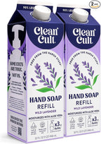 Cleancult Liquid Hand Soap Refills - Moisturizes Dry & Sensitive Skin - Made with Aloe Vera & Lavender Essential Oils - Wild Lavender - Eco Friendly - Paper-Based Packaging - 32 oz/2 Pack