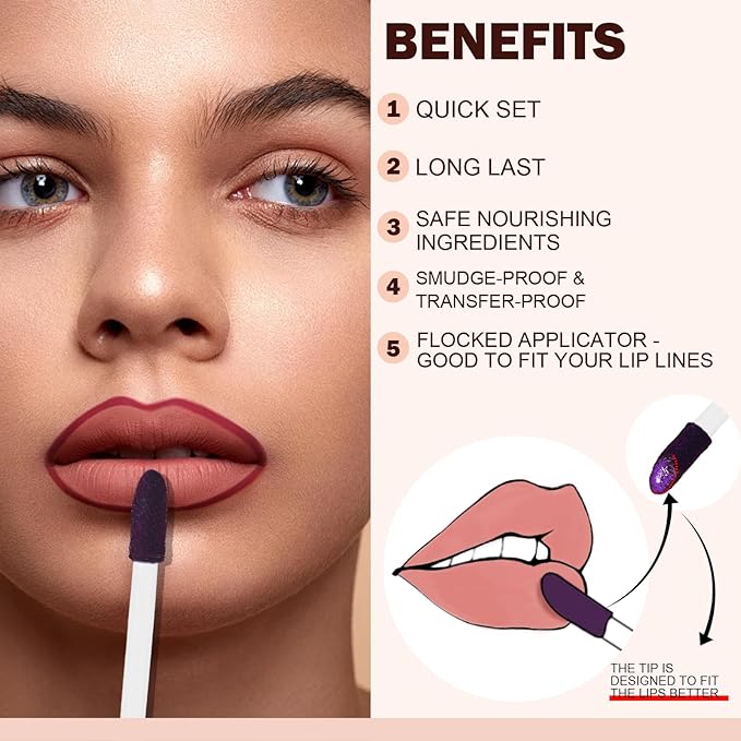 Peel Off Lip Liner Stain, Infused with Nourishing Ingredients & Vitamin E, Quick Set Lip Stain Peel Off Long Lasting For All Skin Types, #006 Love Poems