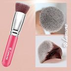 LAMORA Foundation Brush for Liquid Makeup - Kabuki Face Brush for Cream, Powder, Blush, and Concealer - Flat Top Blending, Buffing, Stippling Brush