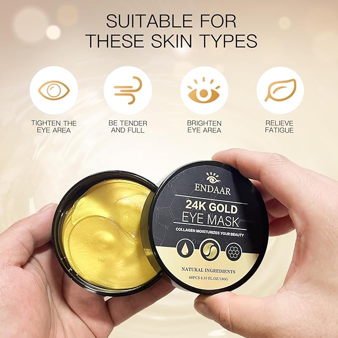 Under Eye Patches for Puffy Eyes: 60PCS Collagen Eye Gels Pads - 24K Gold Under Eye Mask - Reduce Dark Circles & Bags - Skin Eye Care Products