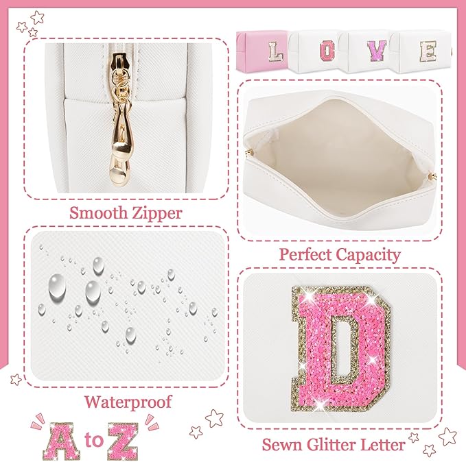 Personalized initial letter makeup bag,
