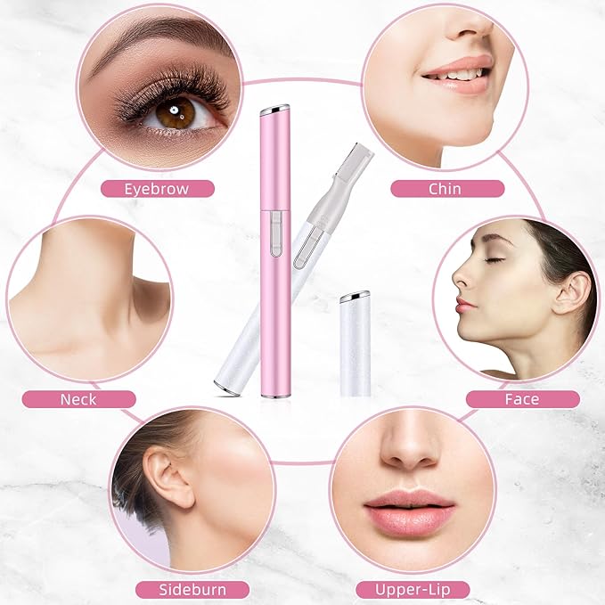 Chumia 2 Pcs Electric Eyebrow Trimmer Women Precision Face Razors Mini Shaver with Comb Christmas Women Gift Battery Operated Personal Epilator for Face Neck Fuzz Lips Leg(White, Pink)