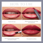 Mousse Lip Liner Pencil, Long Wear Lip Liner Velvet Matte Creamy Long Lasting Lip Liner Pencil, Dual-Ended Full Coverage Lip Liner with Lip Brush, High Pigment & Smudge-proof Lip Pencil Makeup(02#)