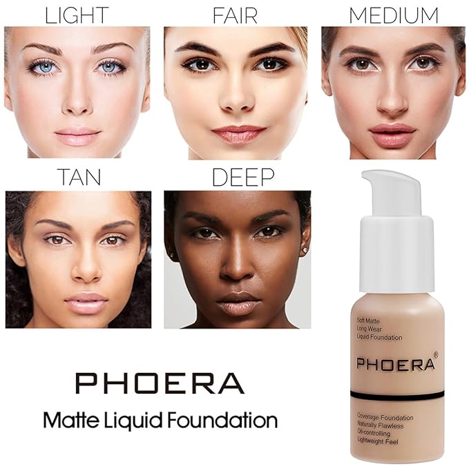 PHOERA Foundation,6 Pcs Matte Liquid Lipstick
