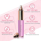 Mini Portable Painless Eyebrow Remover Trimmer for Women, Eyebrow Razor Epilator Pen,18K Gold-Plated Hypoallergenic Precision Pencil-tip. 360° LED Light for Instant and Painless Hair Remover.