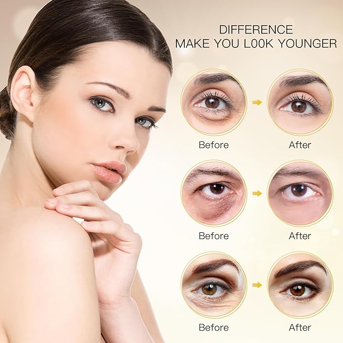 Under Eye Patches for Puffy Eyes: 60PCS Collagen Eye Gels Pads - 24K Gold Under Eye Mask - Reduce Dark Circles & Bags - Skin Eye Care Products