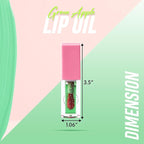 Hydrating Lip Glow Oil - Plumping Lip Oil Gloss Tinted for Lip Care and Dry Lips, Non Sticky & Fresh Texture, Shiny and Moisturizing (Green Apple)