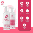 Organic Aloe vera Gel - 8.4 oz / 250ml | For Hair, Scalp, Face, Dry Skin, Sunburn, & Sensitive Skin -Reduces Redness, Helps Protect Damaged Skin | Cold Pressed, Vegan, 100% Natural