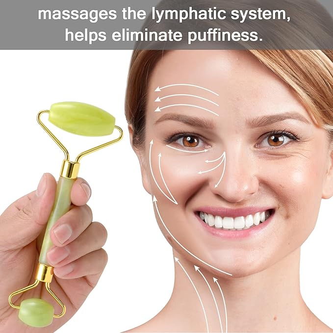 Bulex 100% Natural Jade Face Roller/Anti Aging Jade Stone Massager for Face & Eye Massage - Make Your Face Skin Smoother and Looks Younger