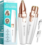 Rechargeable Eyebrow and Facial Hair Remover for Women - 2 in 1 Razor with Built-in LED Light for Painless Hair Removal
