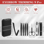 Tweezers Set, Hyxhappy 9 pcs Professional Stainless Steel Tweezers Kit for Facial Hair, Precision Plucker Eyebrow Tweezer Kit with Luxurious Travel Case as Stocking Stuffers Gifts for Women/men