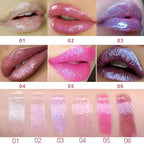 evpct 6Pcs Holographic Shimmer Lip Gloss Liquid Lipstick Set Makeup, Pink Red Metallic Lipstick Long Lasting Waterproof, Diamond Shinning Sparkly Sparkle Lipstick Face Eye Moisturizing High Gloss Glow