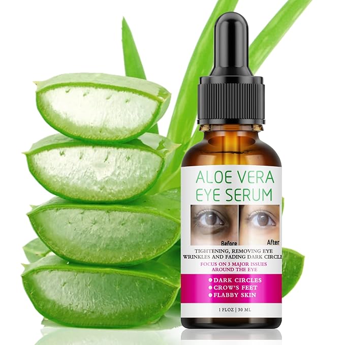 Aloe Vera Eye Serum Dark Circles Under Eye Treatment for Women to Reduce Appearance of Puffy Eyes Eye Bags Fine Lines and Wrinkles for All Skin Types, Beauty Skin Care Gift