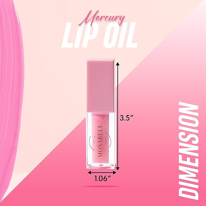 Hydrating Lip Glow Oil - Plumping Lip Oil Gloss Tinted for Lip Care and Dry Lips, Non Sticky & Fresh Texture, Shiny and Moisturizing (Mercury)