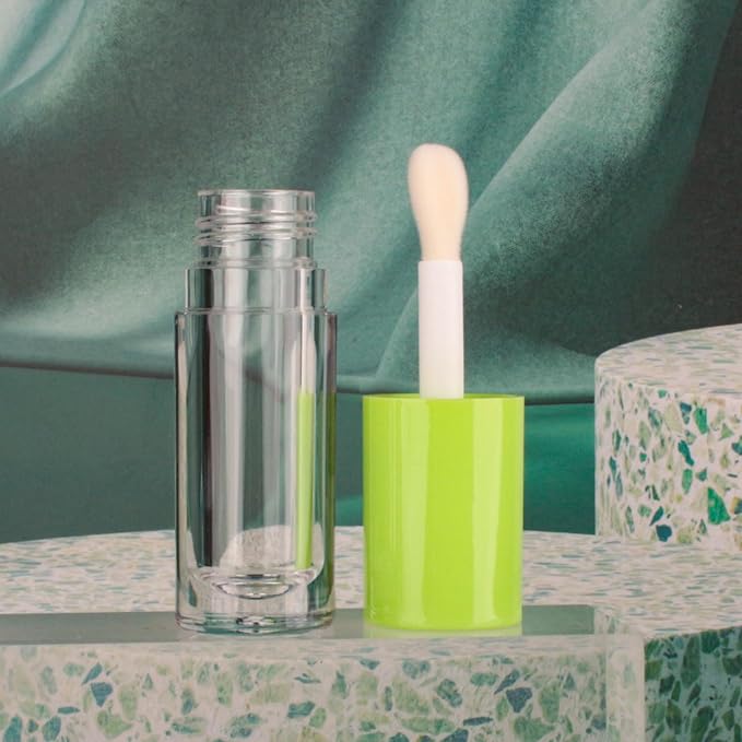 COSIDEA 14pcs Empty 6ml big doe foot wand Chunky lip gloss tubes for DIY lipgloss,Pink round lipgloss containers tubes with thick wand (Green)