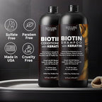 Biotin Shampoo and Conditioner Set with Keratin - Sulfate-Free Advanced Anti-Thinning, Hair Growth Shampoo and Conditioner Combo Repair Formula - with DHT Blockers, for Men & Women - 16 fl oz each