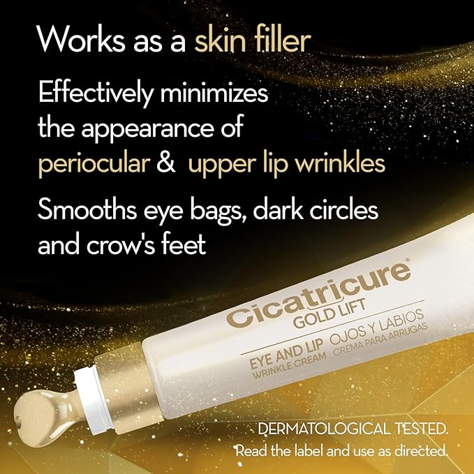 Cicatricure Gold Lift Dual Contour Eye and Lip Wrinkle Cream, Anti Aging Skin Care to Reduce Dark Circles, Puffiness & Expression Lines, 0.5 Ounce (Pack of 3)