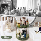 360 Rotating Makeup Organizer for Vanity,2 Tier Large Capacity Skincare Organizers,Bathroom Counter Organizer, Spinning Perfume Organizer & Vanity Organizer (Green-2 Tier)
