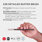 Sigma Beauty Professional E28 Detail Buffer Brush – Professional Eyeshadow Brush for Seamless Cream or Liquid Eyeshadow Blending, Packing on Metallic Shades & Highlighting the Brow Bone (1 Brush)