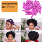 YOROSTAR 20pcs Purple Plastic Perm Rods Set for Natural Hair Cold Wave Rods Hair Rollers for Long Short Women's Hair DIY Hairdressing Tools