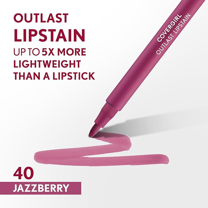 COVERGIRL Outlast Lipstain Bundle - Jazzberry 40 & Canyon 35 Shades, Vegan Formula