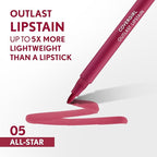 COVERGIRL Outlast, 05 All-Star, Lipstain, Smooth Application, Precise Pen-Like Tip, Transfer-Proof, Satin Stained Finish, Vegan Formula, 0.06oz