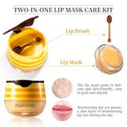 4 PCS Bee Honey Lip Balm Honey Pot, Strawberry & Bee Honey Lip Mask, Reduces Lip Lines, Hydrate & Moisturizing Lip Skin Care, Prevention Dry Cracked Lips, Bee Honey Lip Balm for Lip Repair Treatment