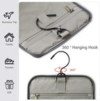 BAGSMART Hanging Toiletry Bag, Water-resistant Leather Dopp Kit, Large Travel Organizer for Full Sized Container, Grey