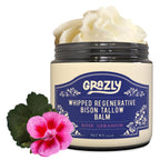 Whipped Bison Tallow Balm w/Manuka Honey, Jojoba, Rose Geranium Oil - Grass-Fed & Finished Organic Tallow Face Moisturizer - Face & Body Cream for Acne-Prone Skin - Nourishing Skincare (2.5oz)