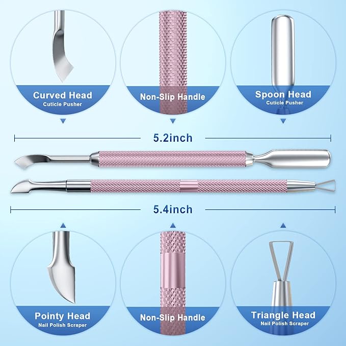2PCS Metal Lilac Cuticle Pusher