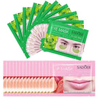 MEICOLY 30 Pads Lip and Eye Mask Sheet,Moisturizing Seaweed Eye Mask Crystal Anti-Aging Eye Patches Strawberry Lip Mask,Dark Circle Remover with Box,Lip and Eye Mask Set